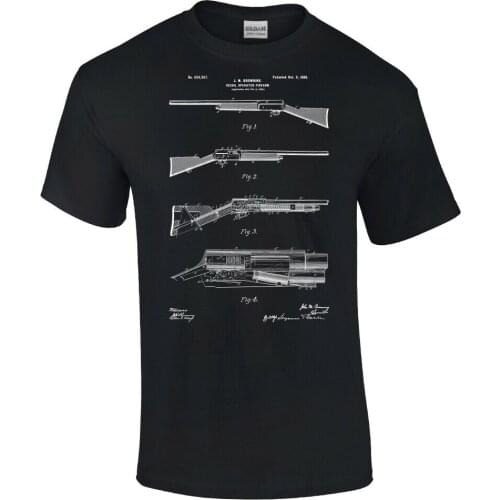 Auto 5 Shot Patent Shirt Hunter Gift Duck Hunting Club for Men O-Neck Tops Male Fashion for Men Short Sleeve Homme Suit