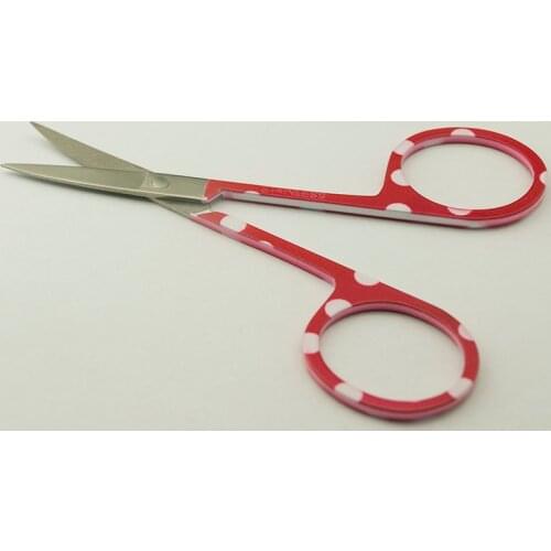 EasyNail 10pcs New Red pattern Nail Scissor Manicure For Nails Eyebrow Nose Eyelash Cuticle Scissors Curved Makeup Tools useful