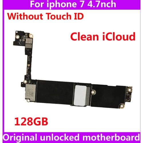 128GB with IOS System for iPhone 7 Motherboard,100% Original unlocked for iphone 7 128g Logic boards without Touch ID mainboard