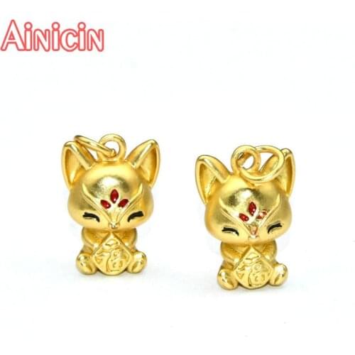 Lovely Cute Hollow Out Fox Lucky Cat Animal Pendants Necklace Matt Gold Color Plating For Chlidrens Jewelry Making Findings