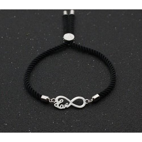 Cute Bear Adjustable Red Thread Rope Couples Bracelet Simple Stainless Steel Lucky Digital 8 Charm Bracelets Friendship Jewelry