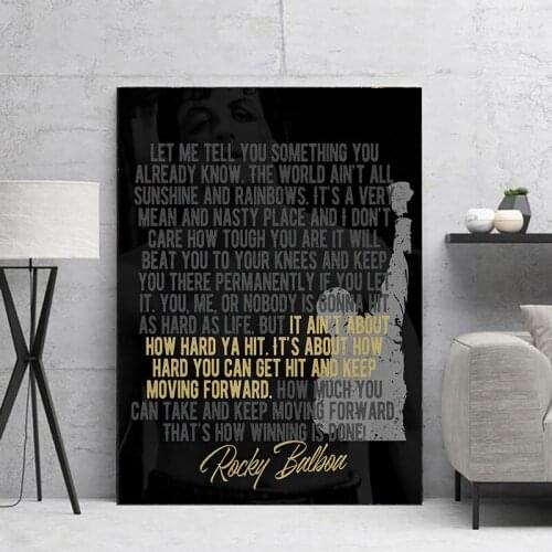 Motivational Quote Posters And Prints Black And White Boxing Rocky Canvas Painting Oil Painting Modern Livingroom Home Decor