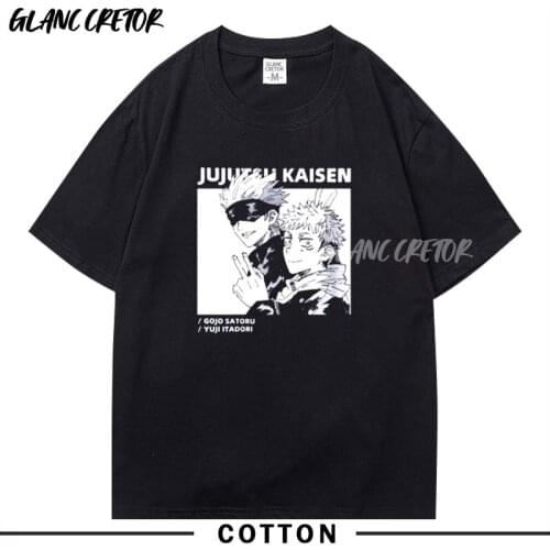 2021 Jujutsu Kaisen Men T Shirt Print Homme Tee Shirts Camiseta Streetwear Harajuku Anime Shirt O-Neck Cotton Short