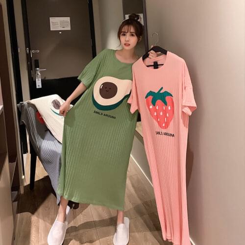 Sweet Girl Cartoon Night Dress Sexy Oversize Women Sleepwear Lingerie Cute Print Flower Nightgown Loose Cotton Nighty Shirt Gown