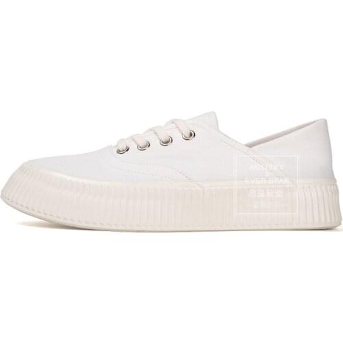 YSHUNIJ 2021 New Thick soled canvas shoes, womens high head shoes, two and a half slippers, muffin soled student board shoes