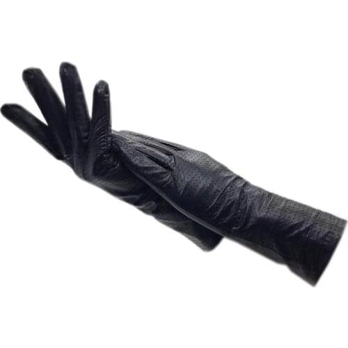 Winter ladies fashion punched sheepskin gloves black autumn warm new genuine leather genuine driving dress motorcycle work silk