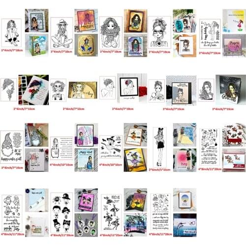 Clear Stamps Pretty Girl Profile Camera Coffee Suitcase Reindeer Gnome Witch Sentence Words DIY Scrapbooking 2021