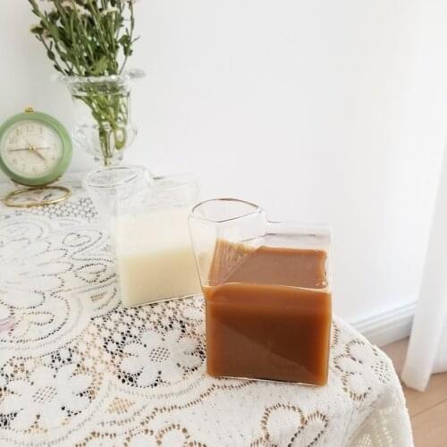 Cutelife Nordic Transparent Square Coffee Glass Cup Kitchen Milk Tea Wine Cocktail Beer Glass Creative Wedding Drinking Glasses