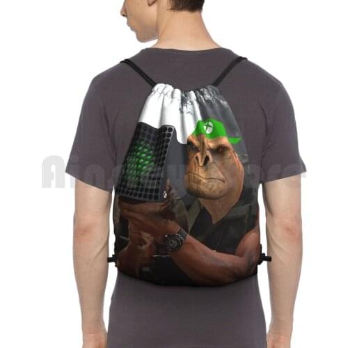 Monke Xbro Commando Meme Backpack Drawstring Bag Riding Climbing Gym Bag Xbro Gaming Xbox Box Meme Infinite Game Games