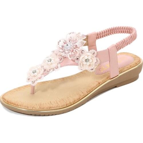 Summer Shoes Women Sandals Flip Flops Elastic Band Slip On Sandals Women Flats Shoes for Beach sandalias de las mujeres WSH3993