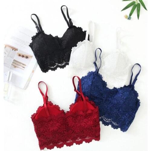 Sexy Lace Bralette Tube Tops Bandeau Summer Women Lace Bra Tanks Crop Tops Bandeau Girl Underwear Solid Color Camisole Hot Sale