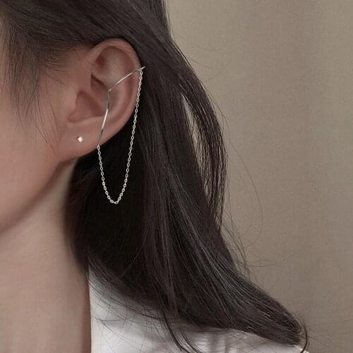 Line Gourd-shaped Clip Earrings For Women Chain Tassel Simple Personality Punk Hip Hop New Trendy Lady Party Jewelry BOYULIGE