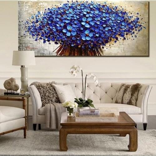 Modern Handpainted Abstract Large Gold Money Tree Flower 3d Oil Painting On Canvas Home Decor Wall Art Picture For Living Room