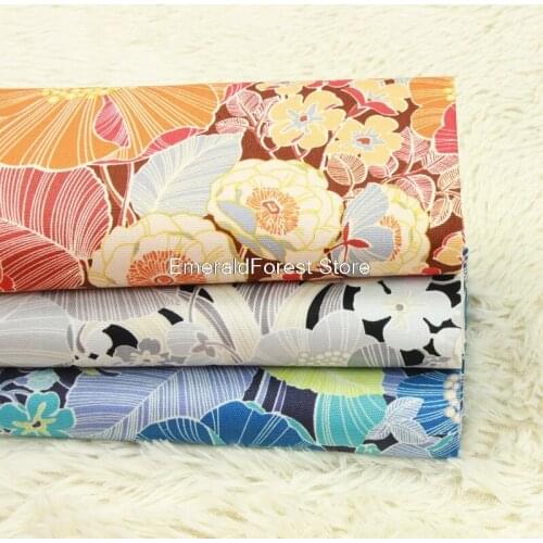 Japan imported Nordic style cotton Oxford cloth, printed fabric handmade DIY mouth gold bag clothing fabric cotton 90cmx110cm