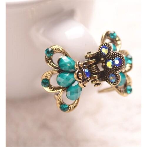 AAA Rhinestone Crystal Peacock and Flower Hair Claws For Women Headdress Accessories Vintage Jewelry Russia Wedding Hair Clip