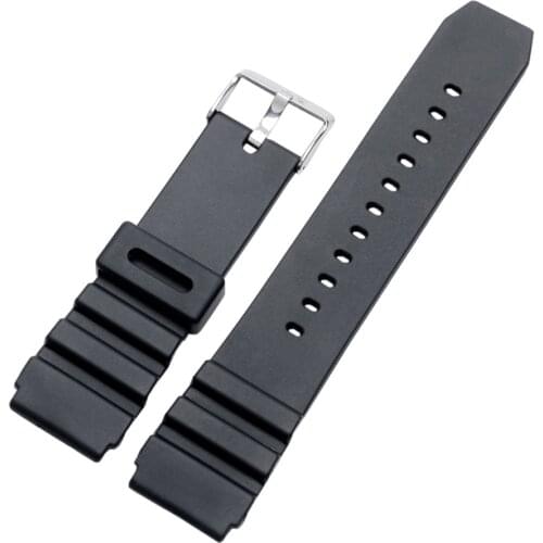 10pcs/Lot 18mm 20mm 22mm Watchband Black Silicone Rubber Watch Band Soft Strap Bracelet Waterproof Pin Buckle Type