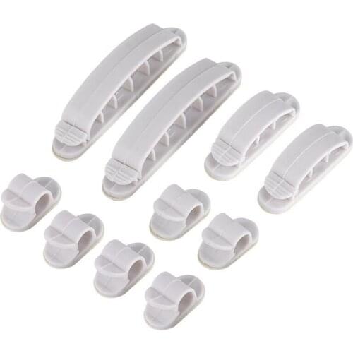 10 PCS Plastic Wire Fixing Clip Self-Adhesive Cable Winder Fixed Line Card Buckle Cable Network Cable Clamp Organizer