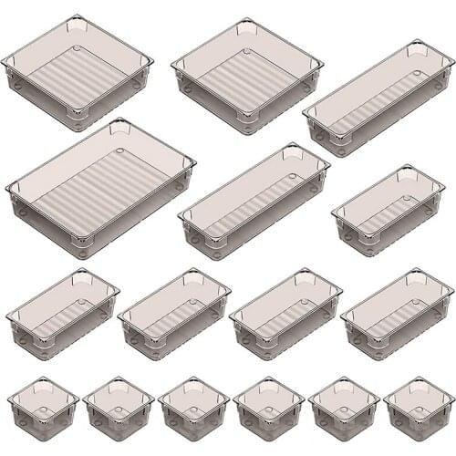16 Pieces Drawer Organiser System, 5 Sizes Separate Drawer Organiser Organiser System Makeup Organiser Drawer For Table