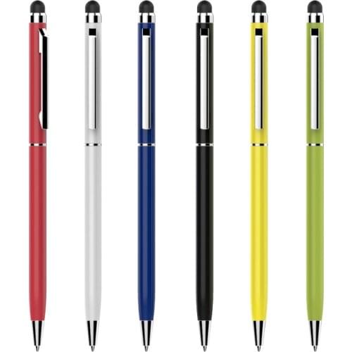 200 pcs/lot 2 in 1 capacitive screen metal stylus ball pen for ipad
