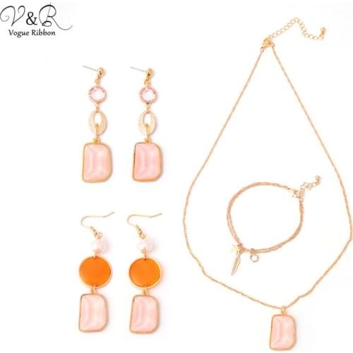 2020 New Arrival Diy Package Jewelry Set Necklace Earring Bracelet Set With Enamel Plate Resin Metal Star Leaf Charm Wedding Set