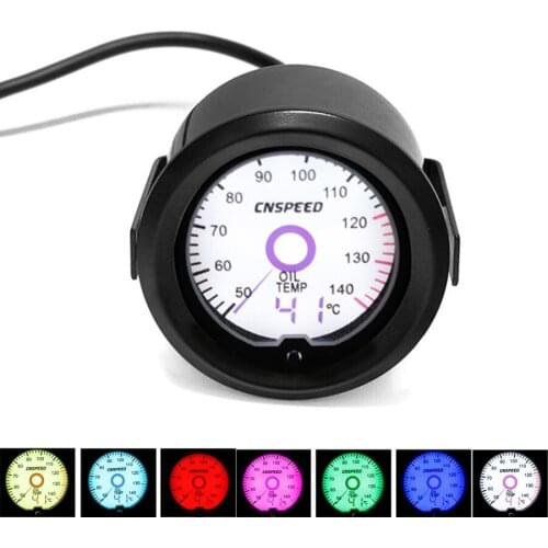 52mm 2''Car Digital Oil Temp Temperature Gauge Virtual Pointer 7-Colors LED Display Universal DC 12V