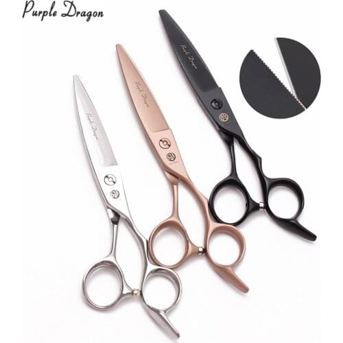 9123# 6" Purple Dragon JP 440C Hairdressers Scissors Salon Equipment Cutting Scissors Micro Sawtooth Professional Hair Scissors