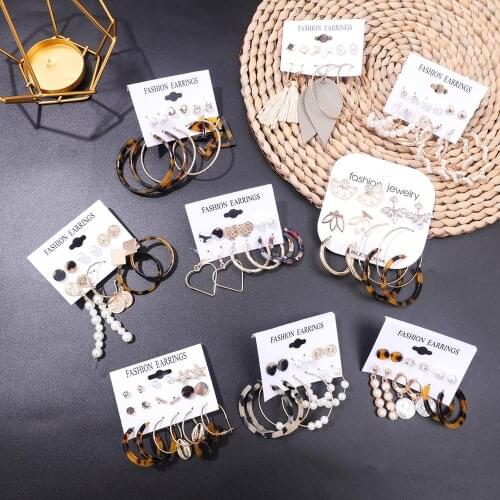 Boho Tassel Acrylic Earrings For Women Bohemian Earrings Set Round Pearl Earrings 2020 Vintage Fashion Jewelry