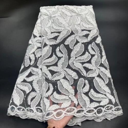 White Sequin African Lace Fabric 2021 High Quality Nigerian French Net Tulle Mesh Lace Latest For Woman Wedding Dress 5 Yards