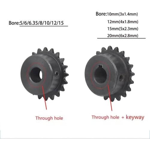 1Pcs 04C Chain Gear 45# Steel 20-40 Tooth 10-20mm Keyway Bore Industrial Sprocket Wheel Motor Chain Drive Sprocket