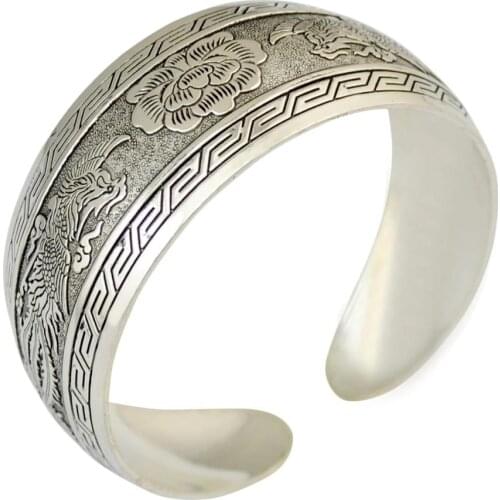 Gypsy Square Flower Metal Tibetan Silver color Vintage retro Fashion Cuff Bracelet Bangle Indian Afghan Jewelry Free Shipping