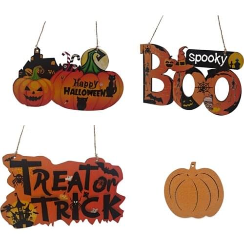 Halloween Wooden Ornaments Pumpkin Ghost Trick Or Treat Pendants Halloween Party Decoration For Home Door Hanging Signs Kids Toy