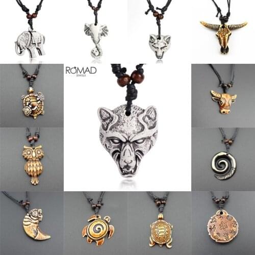 Ethnic Fashion Brave Men Handmade Animal Wolf Totem Amulet Pendant Necklace Art for Women Men Punk Jewelry Pendant Necklace