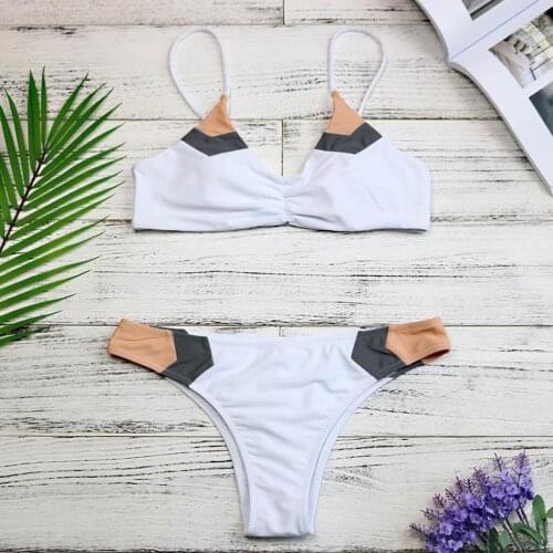 #H30 Womens Two Pieces Bikinis 2020 Mujer Bathing Suits Tankini Swimsuits Women White Geometric Print Bikini Set Swimwear