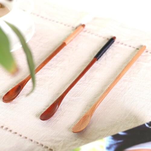 Kitchen Small Wooden Spoon Ice Cream Coffee Spoon Long handle tangled Stirring Japanese Kitchen Utensils Wood Vintage Tableware