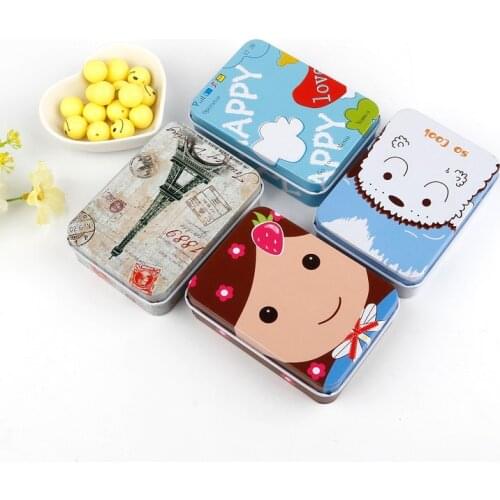 Mini Tin Metal Box Case for Candy Storage Small Metal Box Diy Coin Earrings Headphones Gift Box 9cm*6.5cm*2.5cm