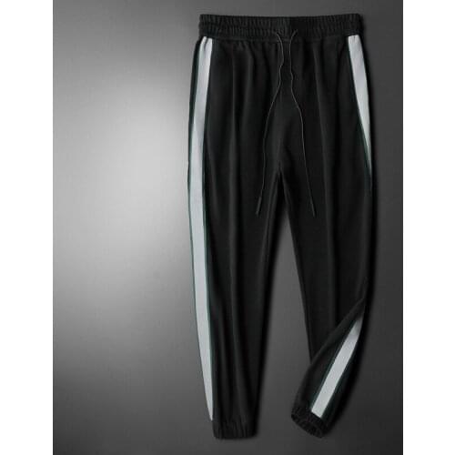 2021 summer new quality light and silky sports and leisure trousers trend printing blue large size tie-pants mens trousers