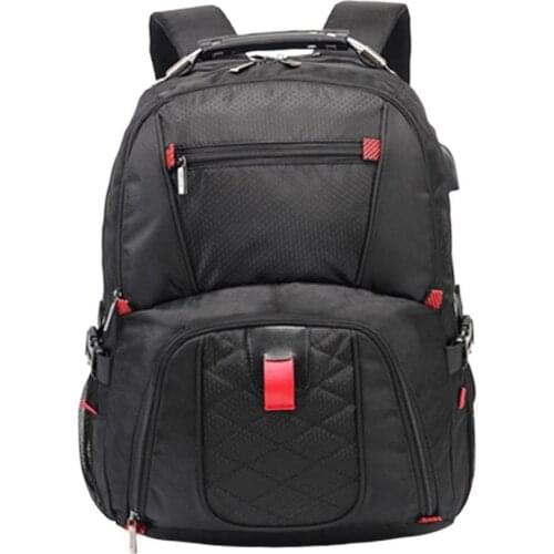 Men Travel Waterproof Backpack Laptop Bag Schoolbag High-quality nylon material durable waterproof with USB Port Headphone Hole