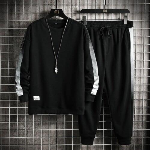 Autumn Set Men 2021 New Fashion Harajuku Print Sweatshirt+Pants 2 Pieces Suit Male Patchwork Casual Sets Jogger Tracksuit Men