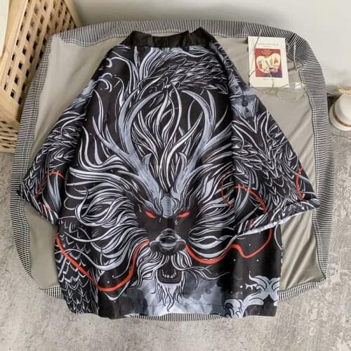 BXyichen original Chinese style robe mens seven-point sleeve cardigan Hanfu mens Japanese style thin thin large size coat