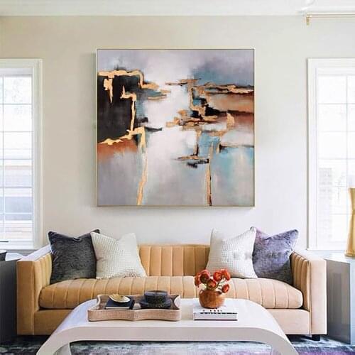 Modern Gold Wall Art Decorative Painting On Canvas Hand Painted Abstract Oil Painting For Living Room Bedroom Decoration Picture