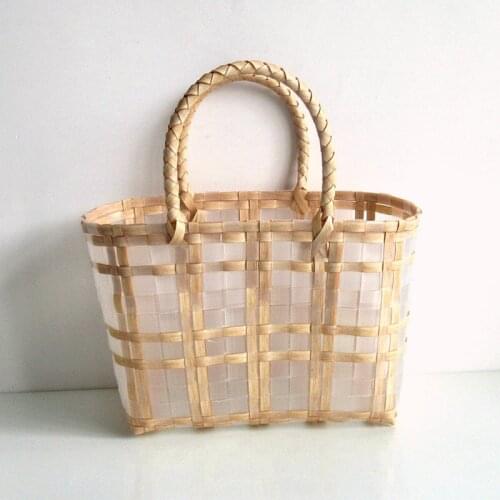 2021 New Transparent Jelly Bag Portable Beach HandBag Fashion Plastic Woven Women Bags Leisure Cabbage Basket Bag