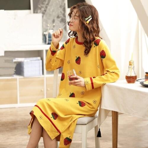 2021Spring and Autumn New Womens Nightdress Long Sleeve Loose Home Service Nightwear Sexy Sleepwear Women Night Gown Sleep Tops