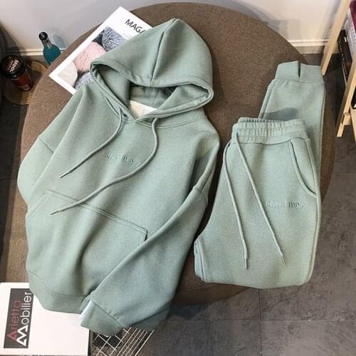 Richkeda Store New 2021 New Hooded Sweater Womens Suit Sports And Leisure Two-piece Trousers Spring New Net Celebrity Fashion