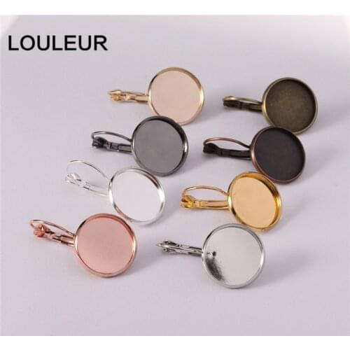 10pcs/lot French Lever Back Earring Setting Earring Base Tray Cabochon Setting Cameo Base Jewelry Glass cabochons Earring Blank