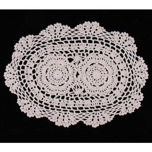 Oval Crochet Lace Table Decor Place Mat Cup Mat Wedding Party Table Decor