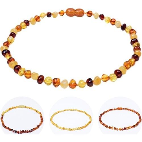 Baltic Natural Amber Baby Beaded Necklace DIY Baby Chain Jewelry Baby Child Teething Necklaces Healthy Environmentally Material