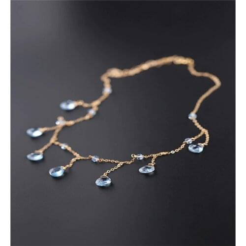 DAIMI Gypsophila Topaz Necklace Female Heaven Genuine 14K Gold Injection by Niche Designers