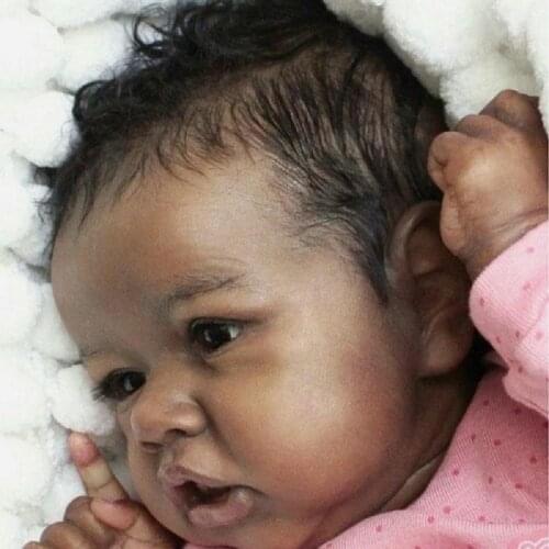 Lifelike Pouting Reborn Baby Black Skin Cute Doll Children Best Playmates Realistic Black Skin Rebirth Babies Toys Kids Present