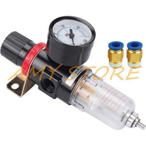 AFR2000 Air Pressure Reducing Regulator Water Oil Separator Trap Filter Lubricators Compressor with 4 6 8 10 12mm Quick Fittings