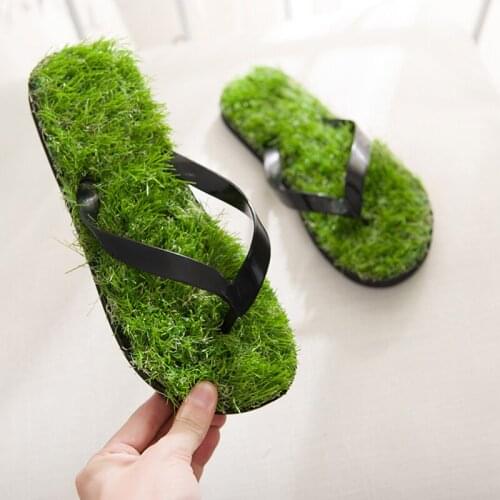 Lawn Flip-Flops For Men Women 2020 Summer Fashion Simulation Personality Grass Slippers Couple Models Outdoor Beach Shoes Men